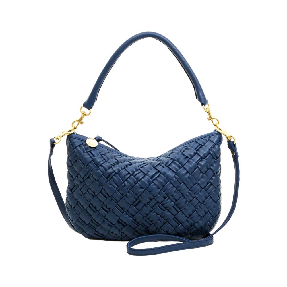 Clare V Petit Moyen Messenger in Puffy Woven - Bright Navy - Picture 2 of 15